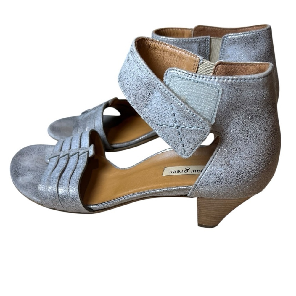 Paul Green “Coco” Heeled Leather Sandals In Smoke Metallic With Size 5 - Picture 4 of 6